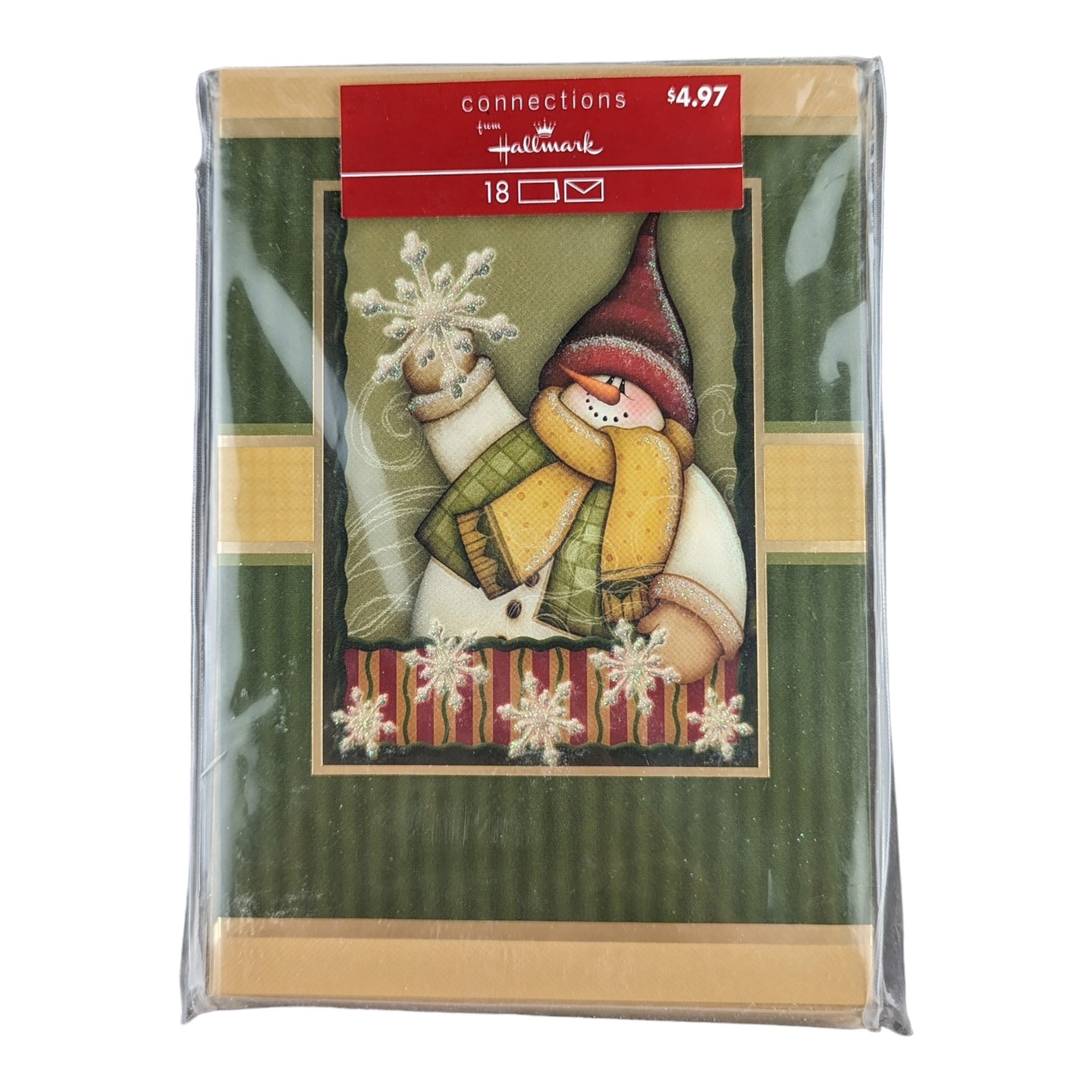 Hallmark Christmas Cards Glitter Snowman Snowflakes Set of 18 - Avid Vintage