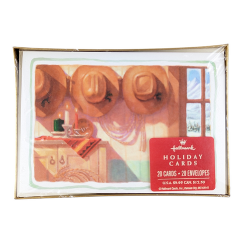 Hallmark Christmas Cards Boxed Set of 20 Country Cowboy Hats
