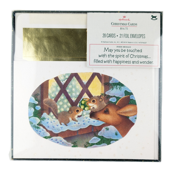 Hallmark Squirrels and Deer at Window Christmas Cards Boxed Set of 20