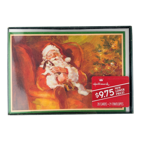 Hallmark Santa Claus and Puppy Christmas Cards Boxed Set of 20