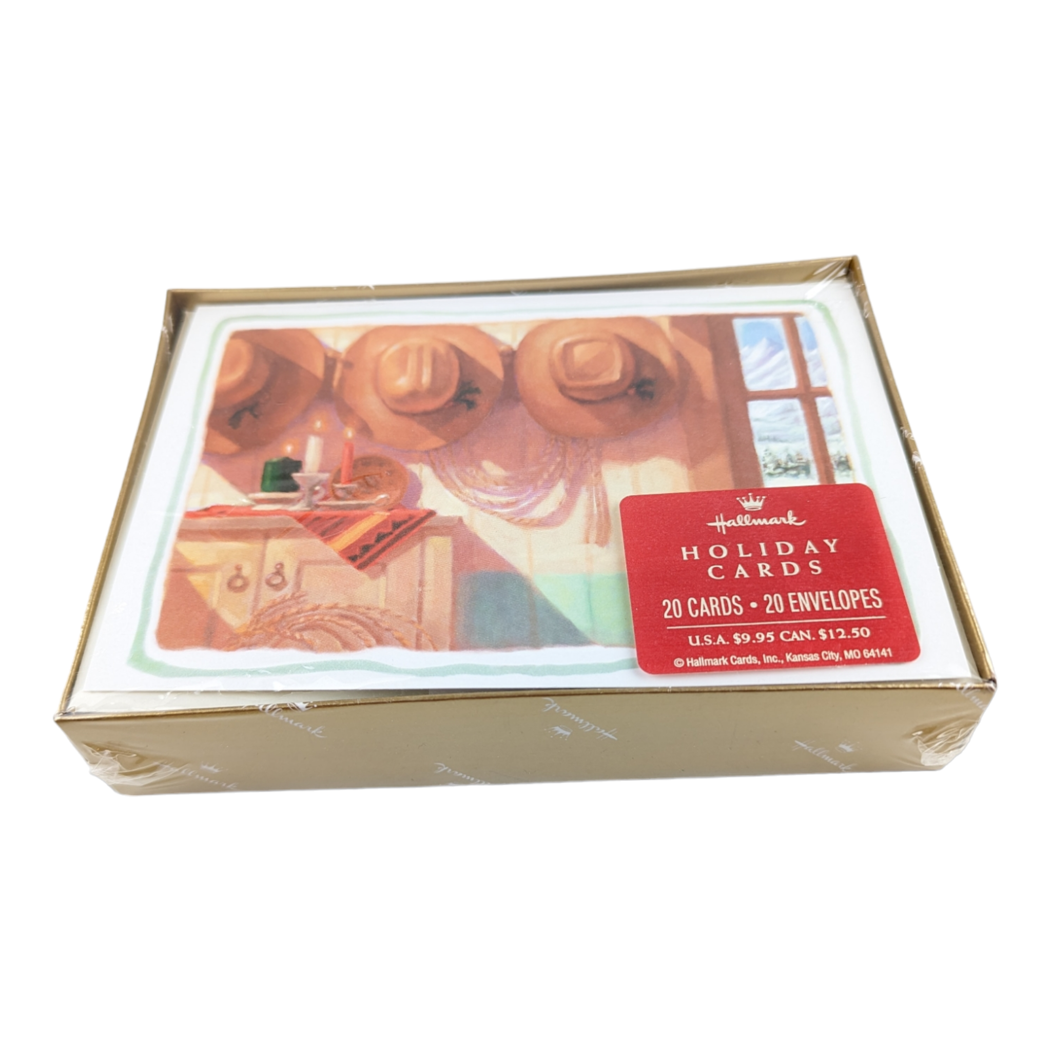 Hallmark Christmas Cards Boxed Set of 20 Country Cowboy Hats