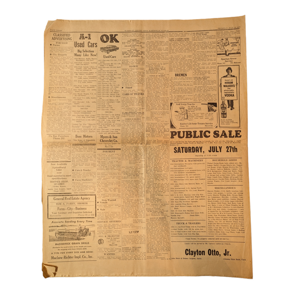 Vintage Marshall County Kansas Marysville Newspaper July 18, 1957