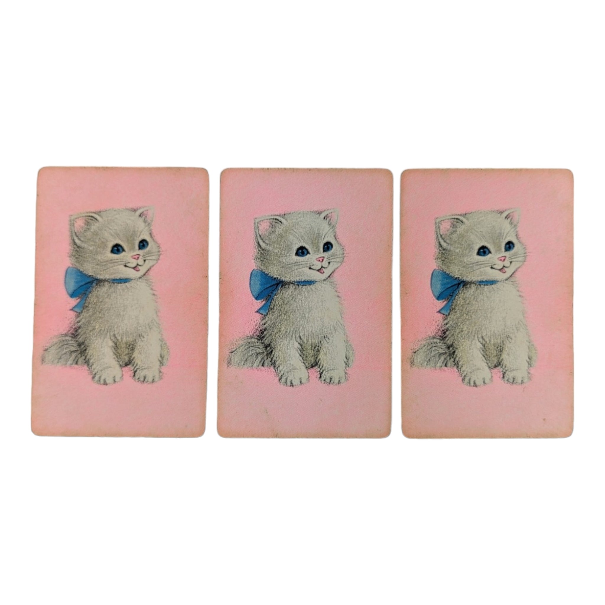 Vintage White Kitten Cat Single Swap Playing Cards Lot of 3