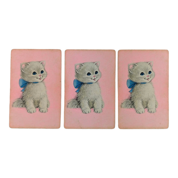 Vintage White Kitten Cat Single Swap Playing Cards Lot of 3