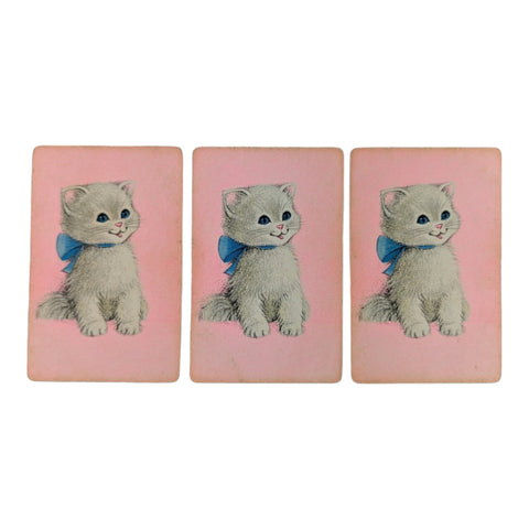 Vintage White Kitten Cat Single Swap Playing Cards Lot of 3