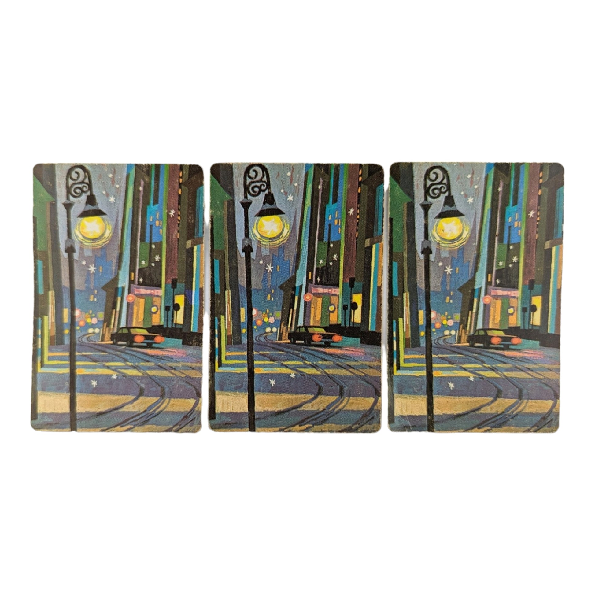 Vintage 1960s Street Lights City Scape Single Swap Playing Cards Lot of 3 - Avid Vintage