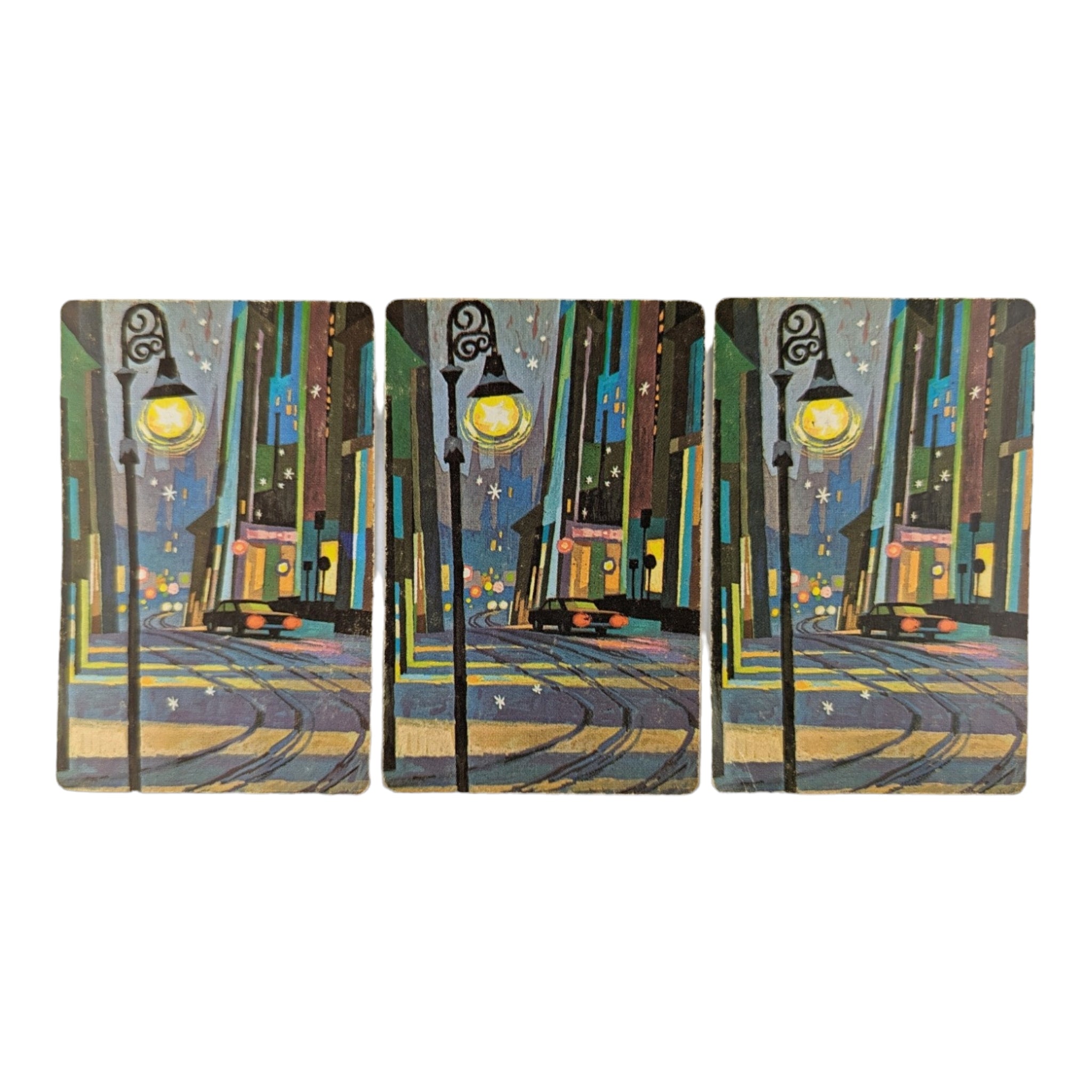 Vintage 1960s Street Lights City Scape Single Swap Playing Cards Lot of 3 - Avid Vintage