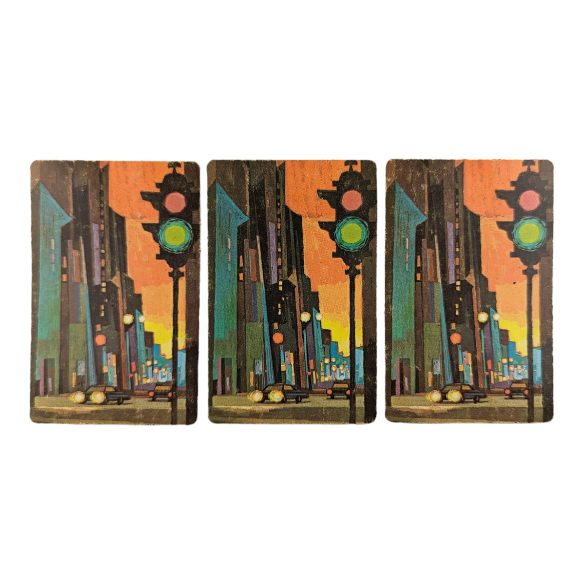 Vintage City Scape Street Lights Single Swap Playing Cards Lot of 3 - Avid Vintage