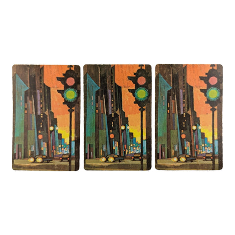 Vintage City Scape Street Lights Single Swap Playing Cards Lot of 3