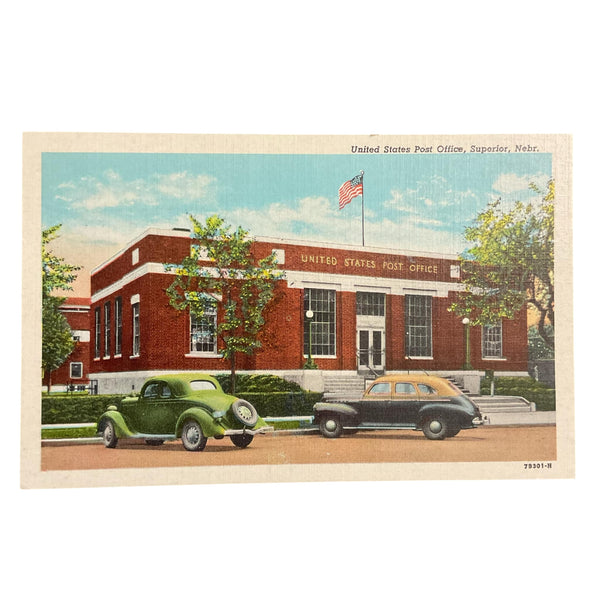 Superior Nebraska Vintage Town View Postcard Post Office