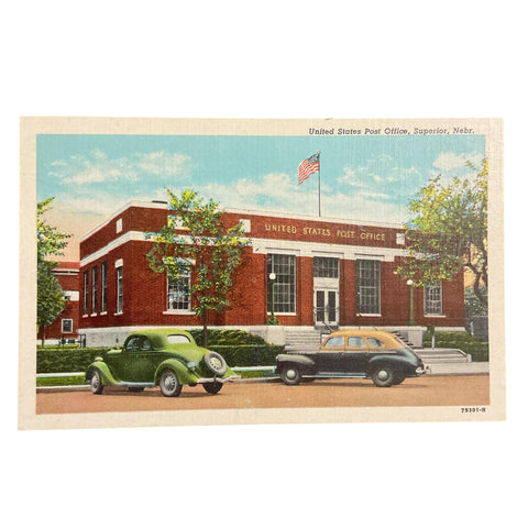 Superior Nebraska Vintage Town View Postcard Post Office