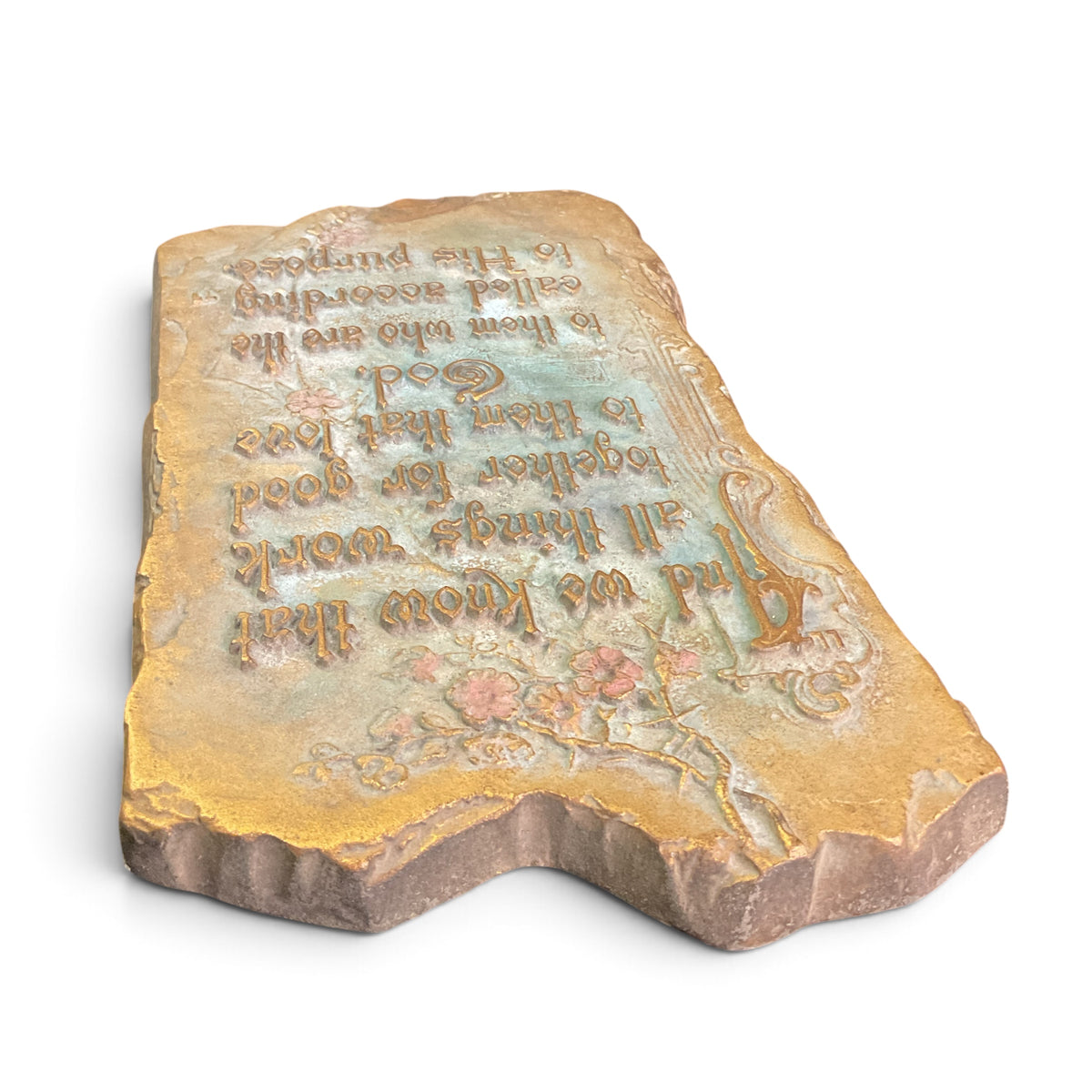 Vintage A.E. Mitchell Metal Scripture Wall Plaque 1928 Romans 8:28