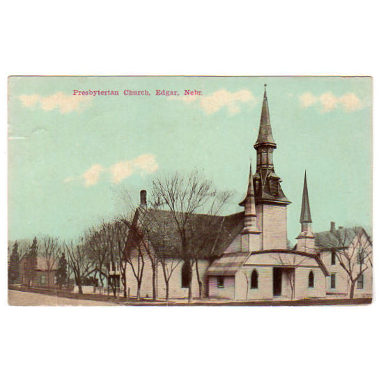 Vintage 1910s Edgar Nebraska Postcard Presbyterian Church - Avid Vintage