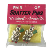 Vintage Snowman Scatter Pins Pair NOS Christmas Jewelry