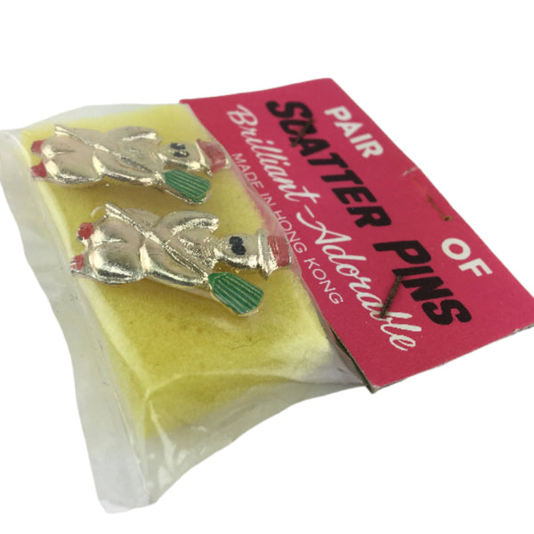 Vintage Snowman Scatter Pins Pair NOS Christmas Jewelry