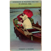 Vintage Romance Postcard Woman in Boat Waiting for You in Lincoln Nebraska - Avid Vintage