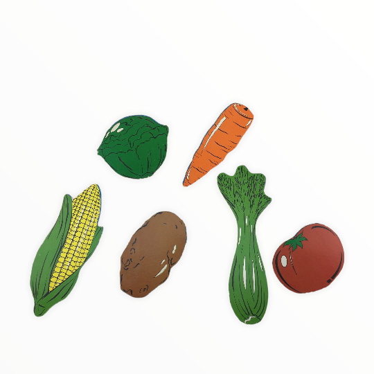 Vintage Childrens Puzzle Colorful Vegetables Inlaid Tray