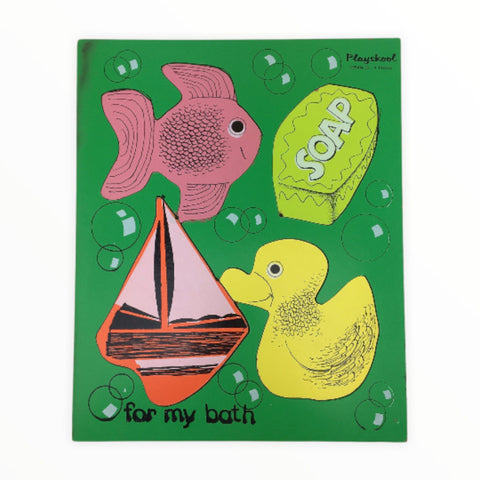 Vintage Childrens Puzzle PlaySkool Bubble Bath Time Inlaid Tray