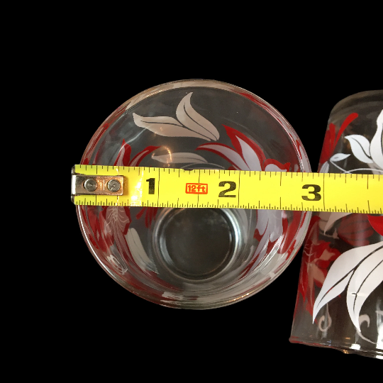 Vintage Christmas Glass Tumblers Red Poinsettia Drinking Glasses Set of 4