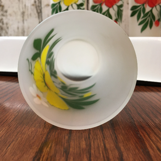 Vintage Floral Frosted Tumblers Set of 4 Federal Glassware Drinking Glasses