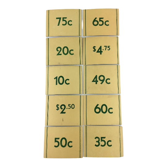 Vintage General Store Price Tags Lot of 10 Labels Numbers