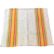 Vintage Striped Fringed Bath Towel Yellow, Olive Green and Gold 21 x 38