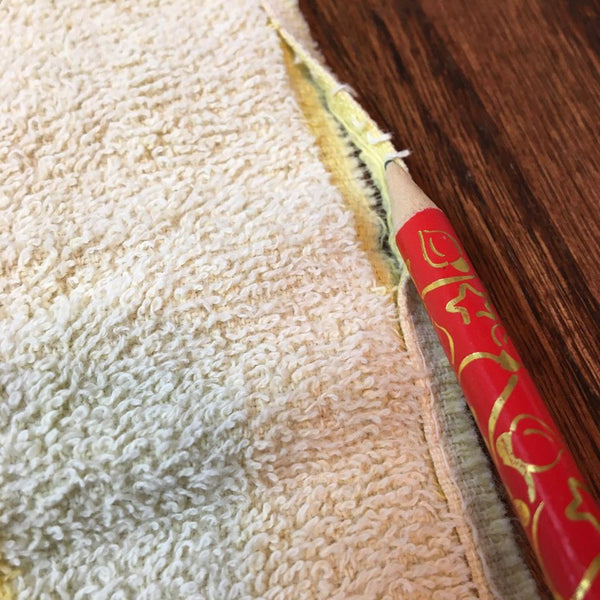 Vintage Striped Fringed Bath Towel Yellow, Olive Green and Gold 21 x 38