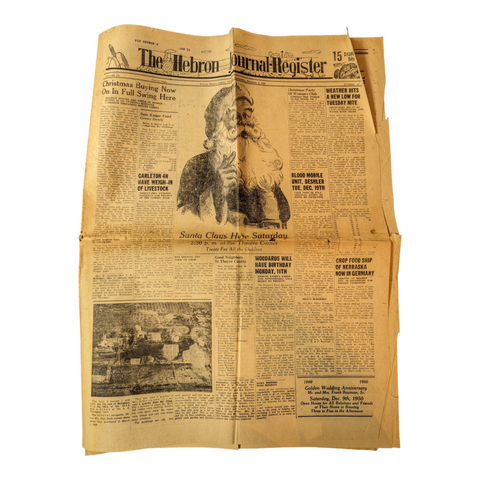 Vintage Hebron Nebraska Newspaper December 6, 1950 Santa Claus