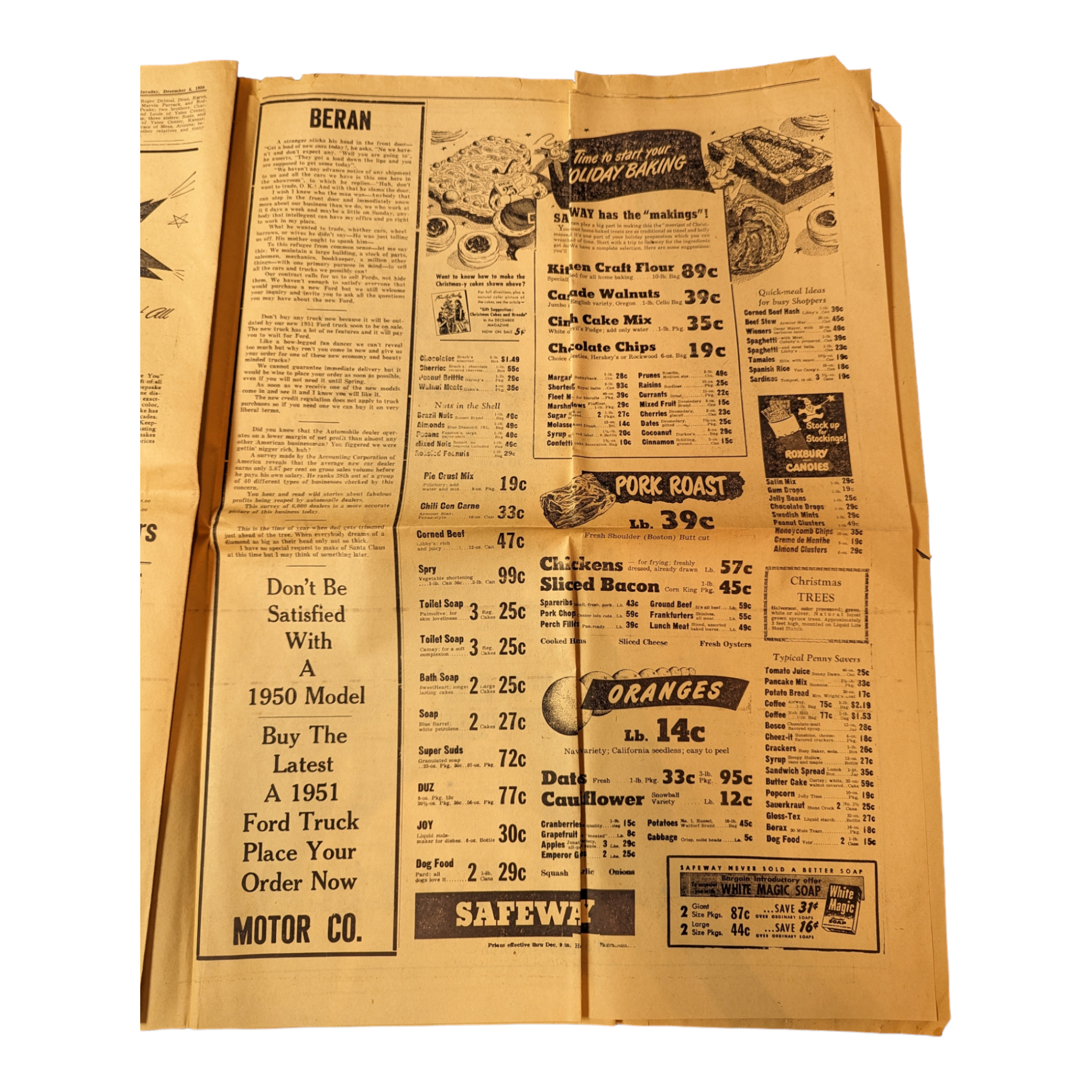 Vintage Hebron Nebraska Newspaper December 6, 1950 Santa Claus