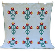 Vintage Appliqué Tulip Cutter Quilt Hand Quilted - Avid Vintage