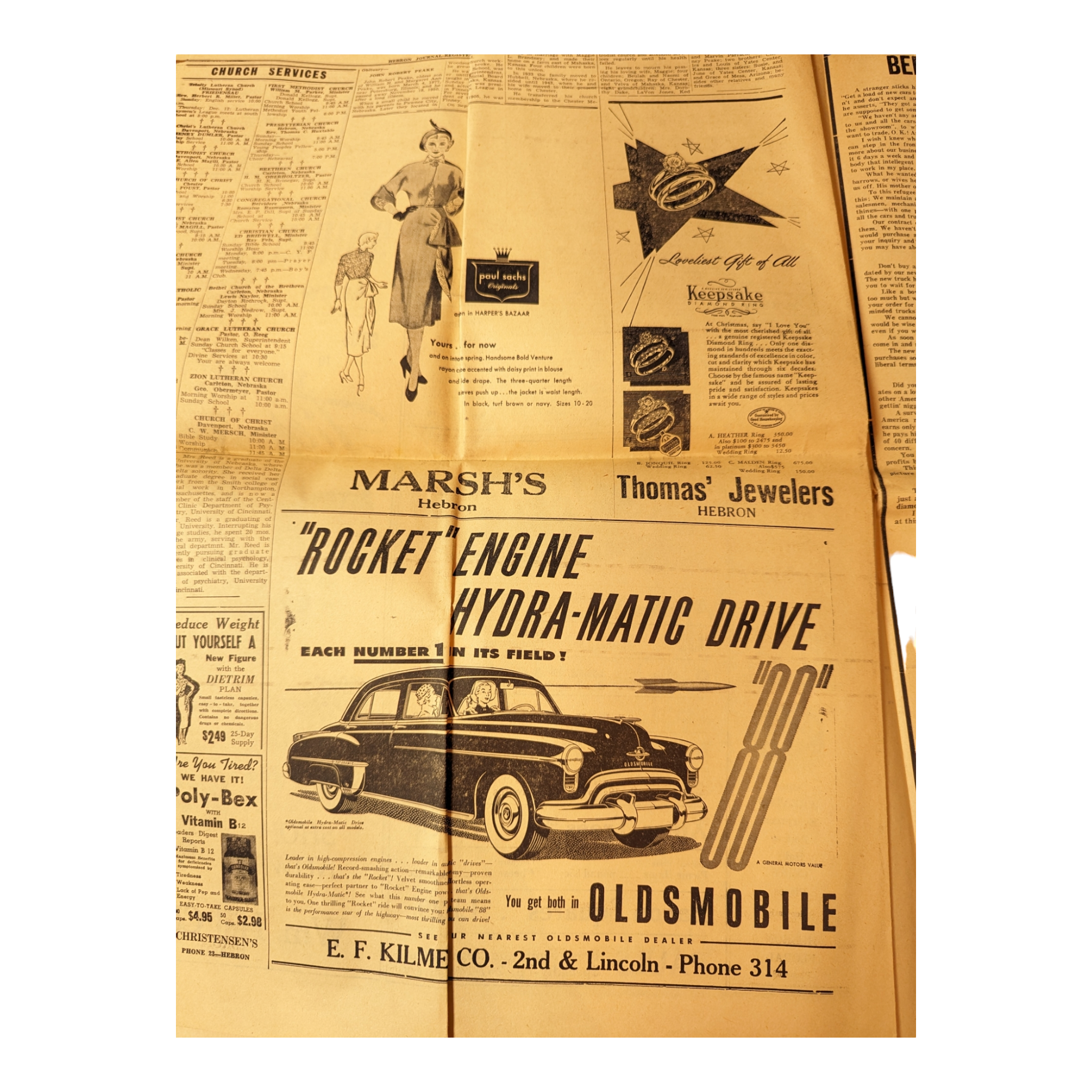 Vintage Hebron Nebraska Newspaper December 6, 1950 Santa Claus