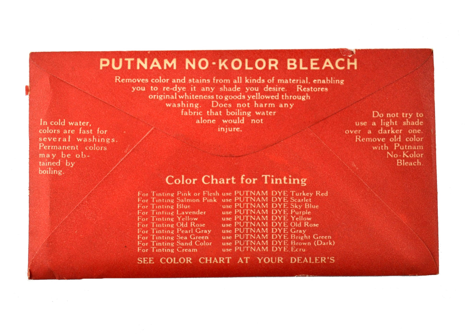 Vintage Putnam Fadeless Fabric Dyes and Tints Packet Choice - Avid Vintage
