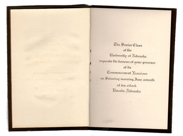 Vintage 1924 University of Nebraska Graduation Commencement Program Leather Booklet - Avid Vintage