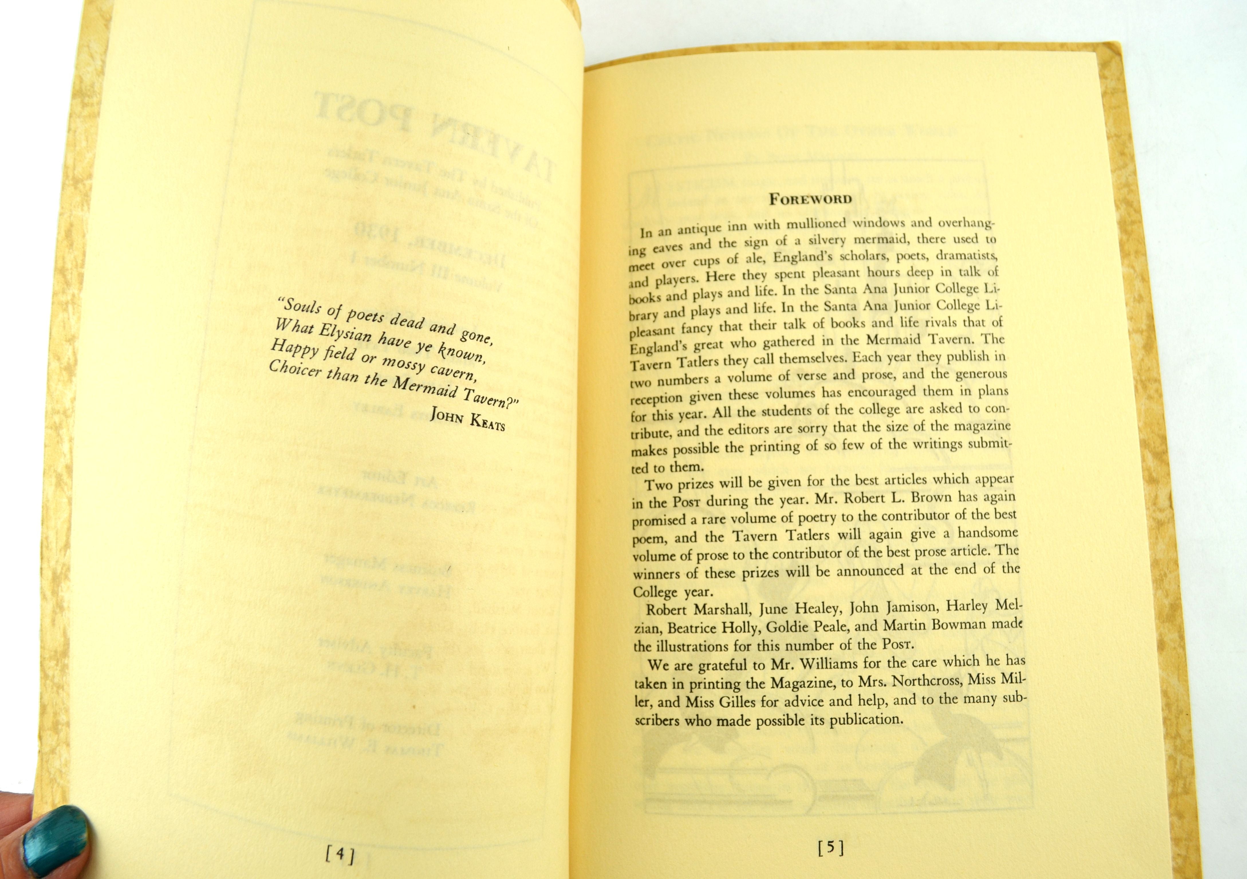 1930 Tavern Post by Tavern Tattlers Santa Ana Junior College Poetry Book Vol 3 No 1 - Avid Vintage