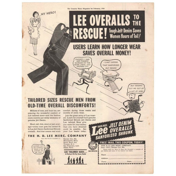 Vintage 1938 Lee Overalls Magazine Print Ad 1930s Men's Fashion Advertisement