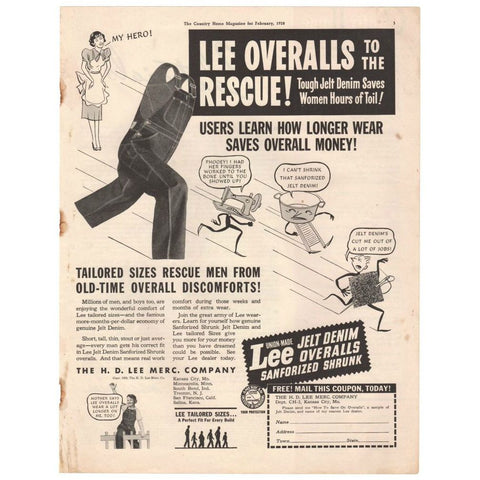 Vintage 1938 Lee Overalls Magazine Print Ad 1930s Men's Fashion Advertisement