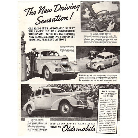 Vintage 1938 Oldsmobile Magazine Print Ad Paper Advertising Service Station Attendant