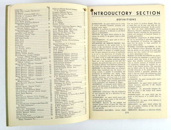 The Globe Blue Book Circa 1940s Medicine Catalog Animal Poultry Veterinary Products - Avid Vintage