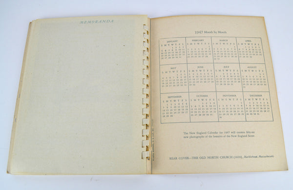 Vintage 1946 The New England Calendar for Engagements Samuel Chamberlain Book - Avid Vintage