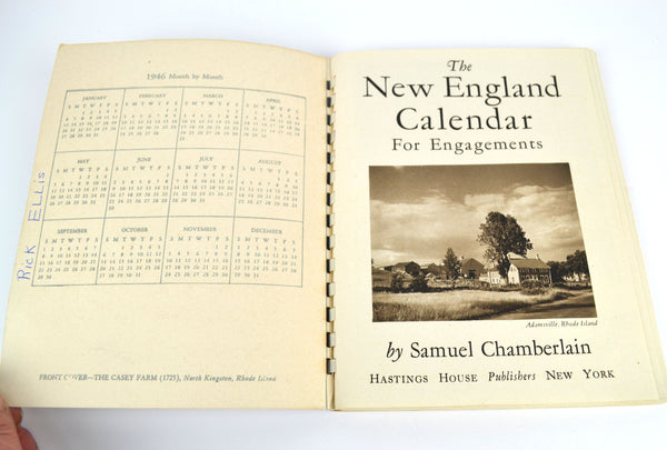 Vintage 1946 The New England Calendar for Engagements Samuel Chamberlain Book - Avid Vintage