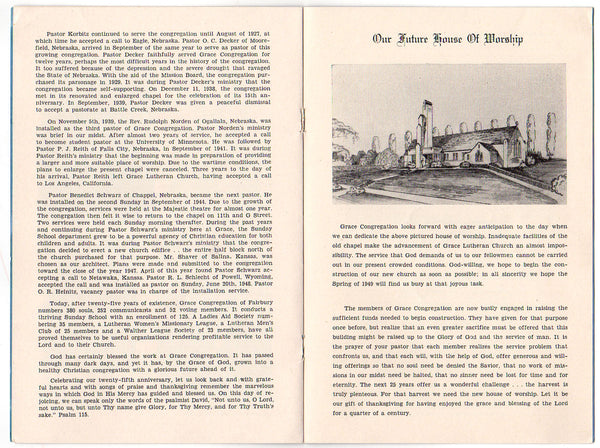 1948 Grace Lutheran Church Fairbury Nebraska Anniversary History Booklet - Avid Vintage