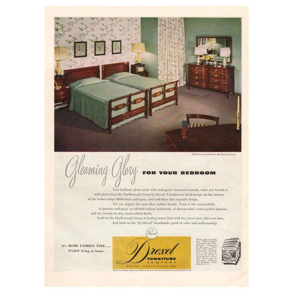 Vintage 1949 Drexel Furniture Magazine Print Ad Bedroom Furniture Dresser Beds Advertising
