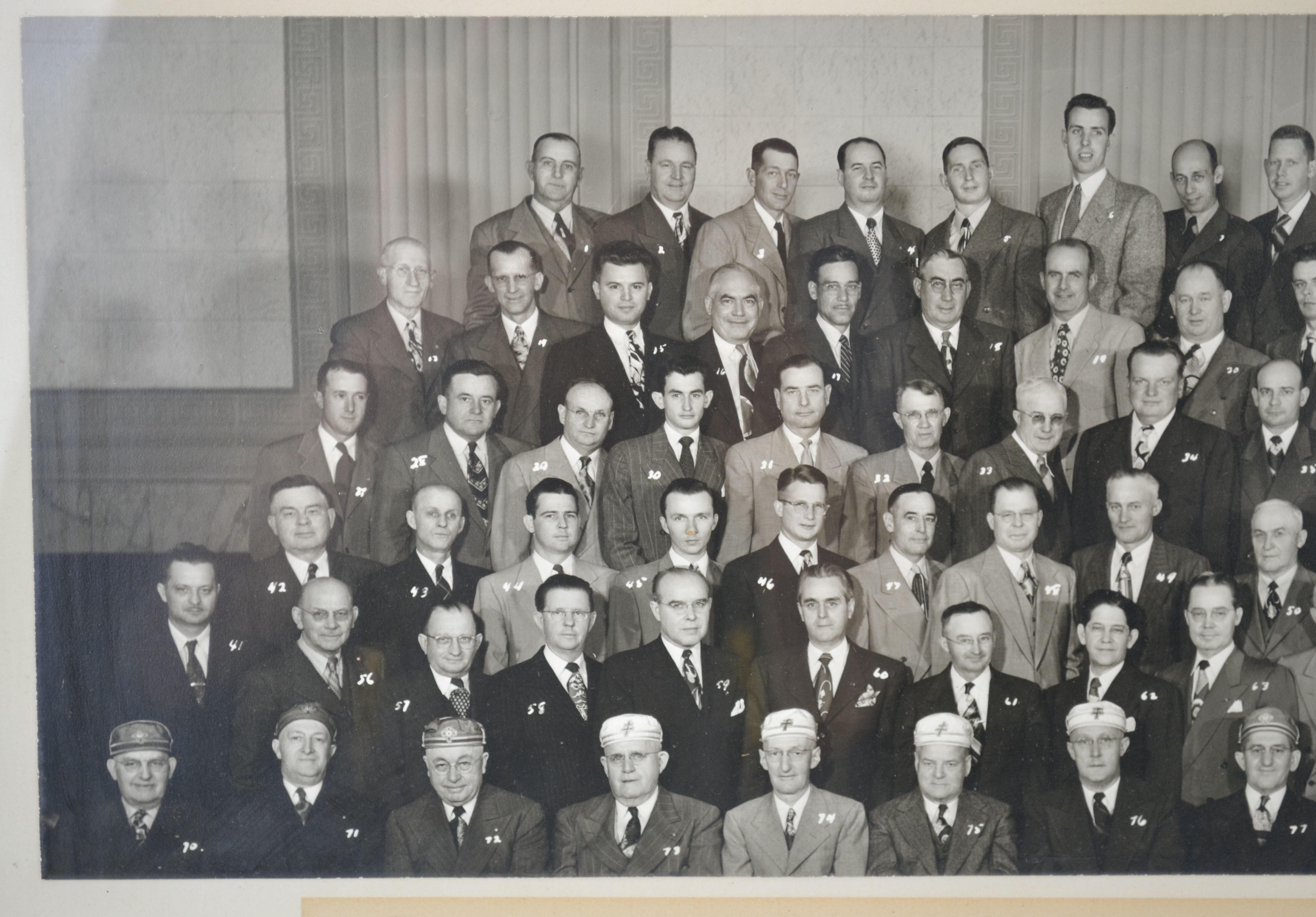 1950 Scottish Rite Lincoln Nebraska Masonic Framed Photograph with Member Names - Avid Vintage