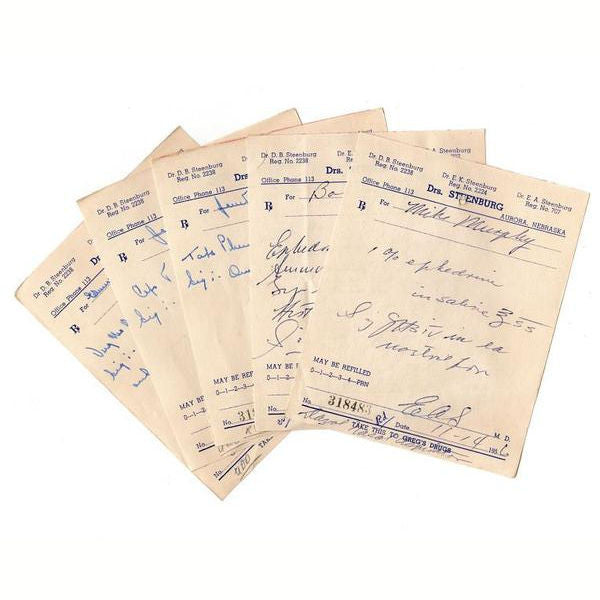 Vintage Handwritten Pharmacy Prescriptions 1950s Lot of 10 Doctor Scripts Drug Store Ephemera - Avid Vintage