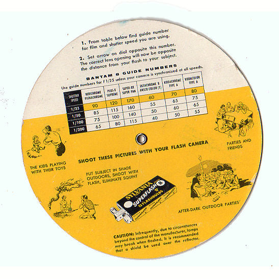 Vintage 1950s Sylvania Flash Guide Circular Dial Wheel Bantam 8 Flashbulbs - Avid Vintage