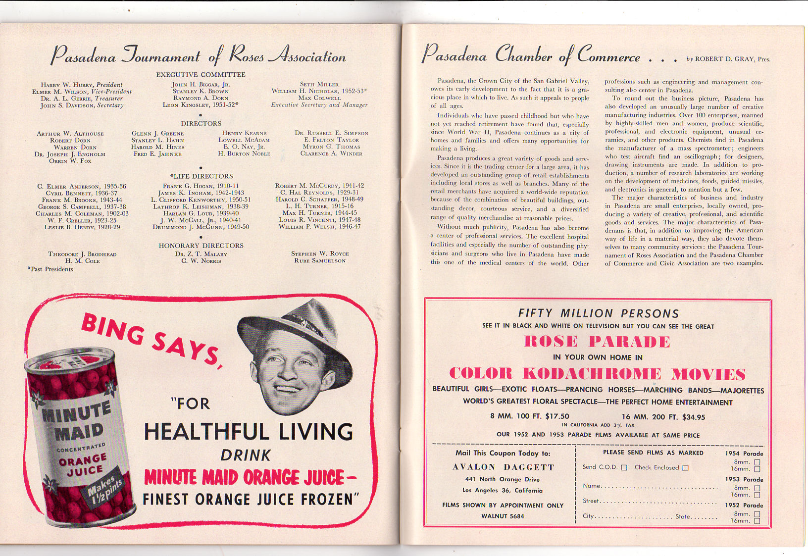 Vintage 1954 Pasadena California Tournament of Roses Parade Football Program - Avid Vintage
