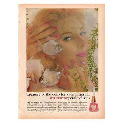 Vintage 1960 Cutex Nail Polish Magazine Print Ad 1960s Beauty Advertisement