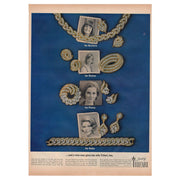 Vintage 1963 Trifari Jewelry Magazine Print Ad Rhinestone Necklace Brooch Cavalcade Collection - Avid Vintage