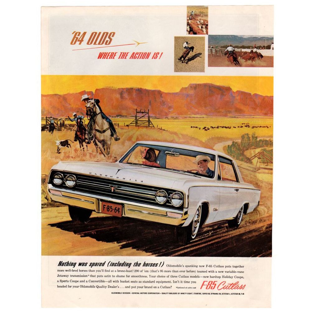 Vintage 1964 Olds F-85 Cutlass Magazine Print Ad Paper Campbell's Soup Advertising - Avid Vintage