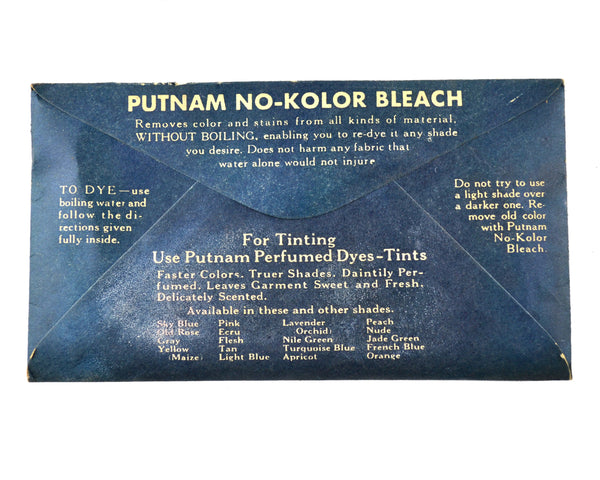 Vintage Putnam Fadeless Fabric Dyes and Tints Packet Choice